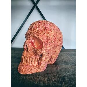 Blooming Skull Sunset Ombre Rose Floral Skull 3d Figure